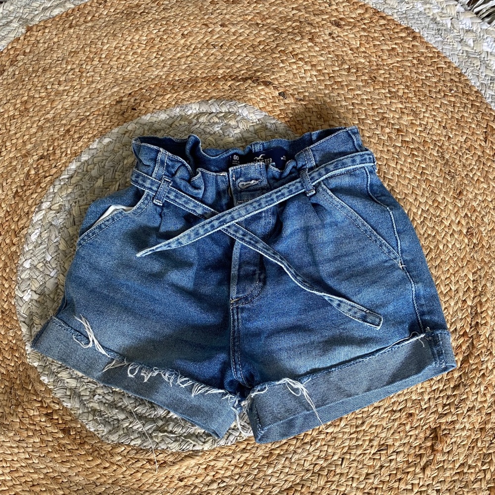 Hollister Paper Bag Waist High Rise Jean Shorts